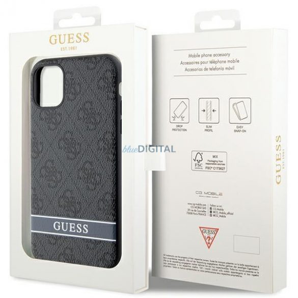 Husă rigidă Guess GUHCN61P4SNK pentru iPhone 11 / Xr gri/gri 4G Stripe