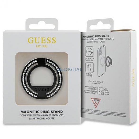 Suport inel Guess MagSafe GUMRSALDGK stras negru/negru