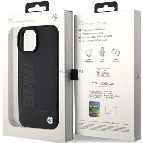 Etui BWM Leather Hot Stamp pentru iPhone 15 - zarne