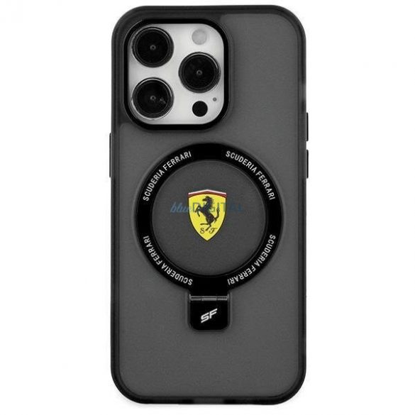 Carcasă rigidă Ferrari FEHMP15SUSCAK iPhone 15 6.1" negru/negru Ring Stand 2023 Colecția MagSafe