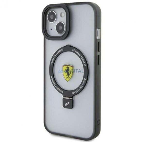 Ferrari FEHMP15SUSCAH iPhone 15 6.1" husă rigidă transparentă Ring Stand 2023 Colecția MagSafe