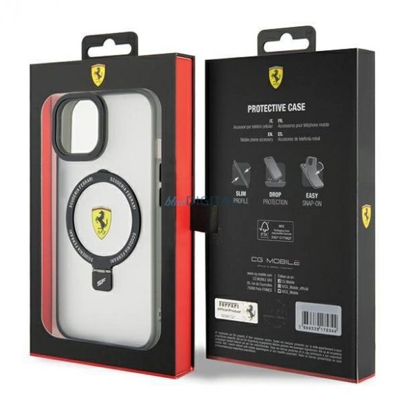 Husa Ferrari Ring Stand 2023 Collection MagSafe pentru iPhone 15 Plus / 14 Plus - Transparenta