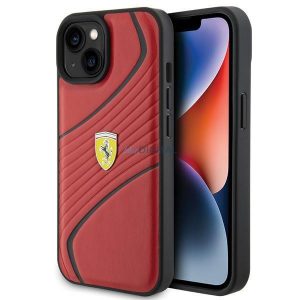 Etui Ferrari Twist Metal Logo pe iPhone 15 - cel mai bun