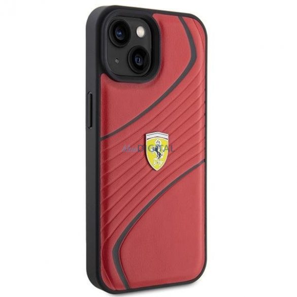 Etui Ferrari Twist Metal Logo pe iPhone 15 - cel mai bun