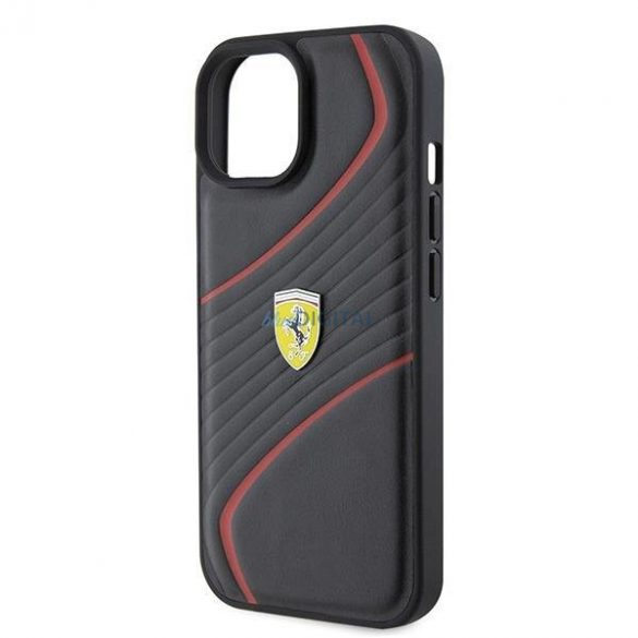 Carcasă rigidă Ferrari FEHCP15SPTWK iPhone 15 6.1" negru/negru Twist Metal Logo