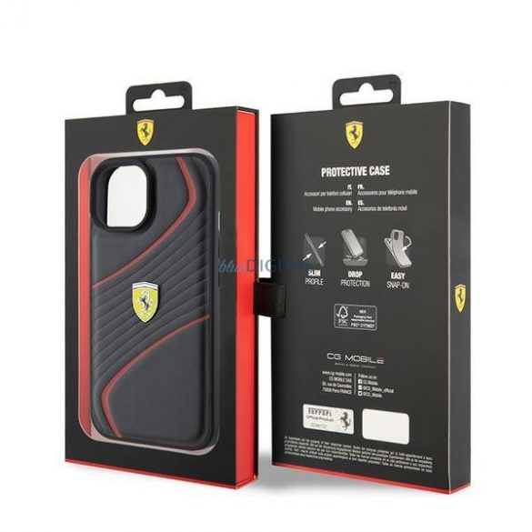 Carcasă rigidă Ferrari FEHCP15SPTWK iPhone 15 6.1" negru/negru Twist Metal Logo