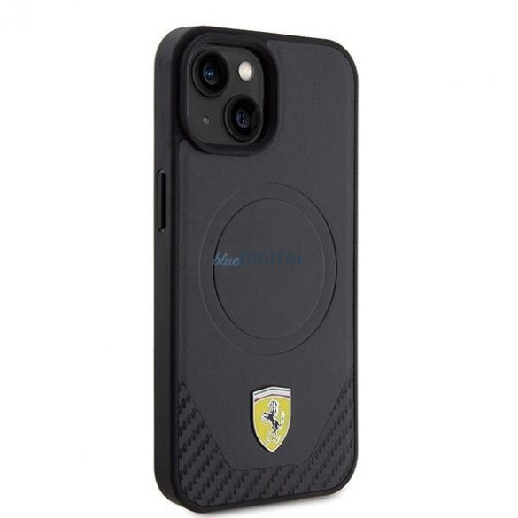 Carcasă rigidă Ferrari FEHMP15SPTEK iPhone 15 6.1" negru/negru Carbon Metal Logo MagSafe