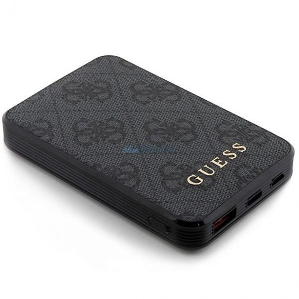 Guess Powerbank 15W GUPB5LP4GEGK 5000mAh negru/negru 4G Piele Metal Logo