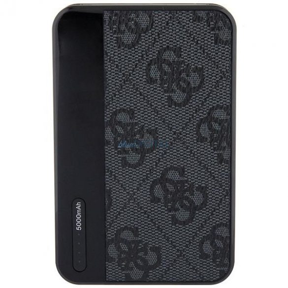 Guess Powerbank 15W GUPB5LP4GEGK 5000mAh negru/negru 4G Piele Metal Logo