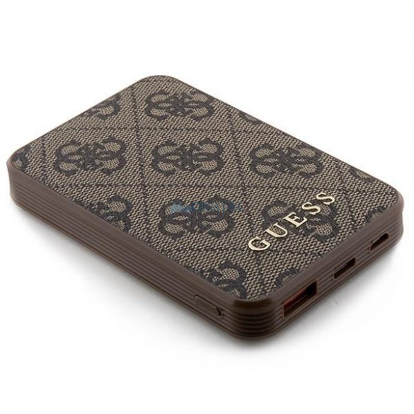 Guess Powerbank 15W GUPB5LP4GEGW 5000mAh maro/maro 4G piele Metal Logo