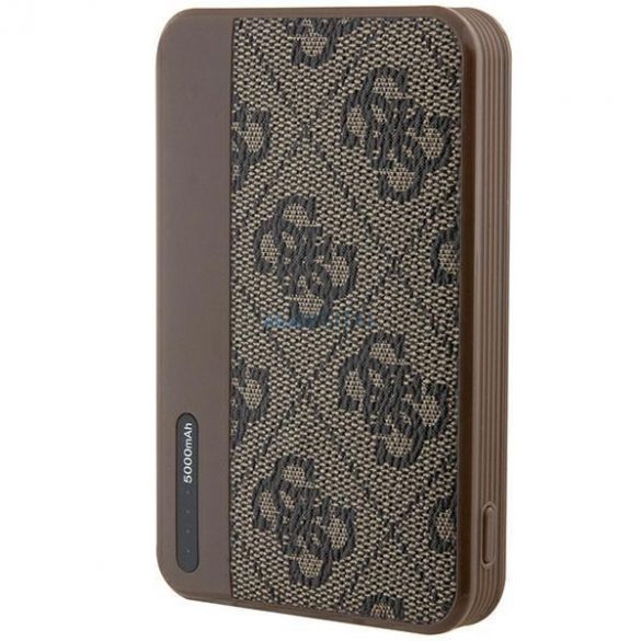 Guess Powerbank 15W GUPB5LP4GEGW 5000mAh maro/maro 4G piele Metal Logo