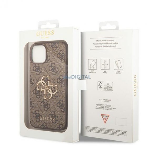 Guess GUHCP15S4GMGBR iPhone 15 6.1" maro/maro husă rigidă 4G Big Metal Logo