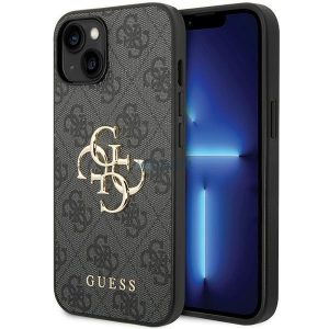 Etui Guess 4G Big Metal Logo pe iPhone 15 - szare