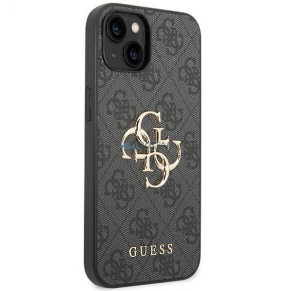 Etui Guess 4G Big Metal Logo pe iPhone 15 - szare