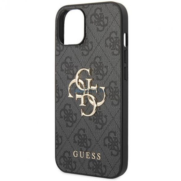 Etui Guess 4G Big Metal Logo pe iPhone 15 - szare