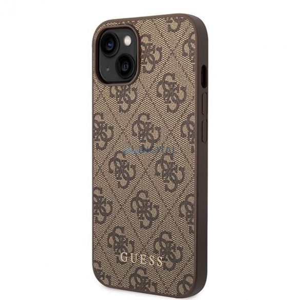 Guess GUHCP15MG4GFBR Husă rigidă maro/maro pentru iPhone 15 Plus 6,7" 4G Metal Gold Logo