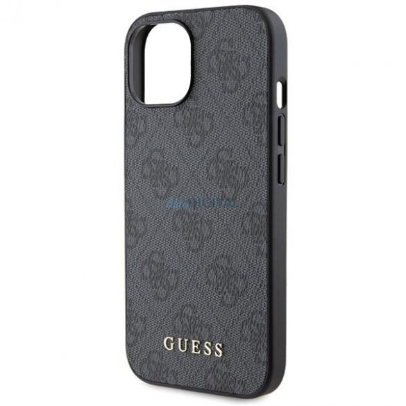 Etui Guess 4G Metal Gold Logo pe iPhone 15 - szare