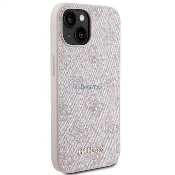 Etui Guess 4G Metal Gold Logo pe iPhone 15 - rożowe