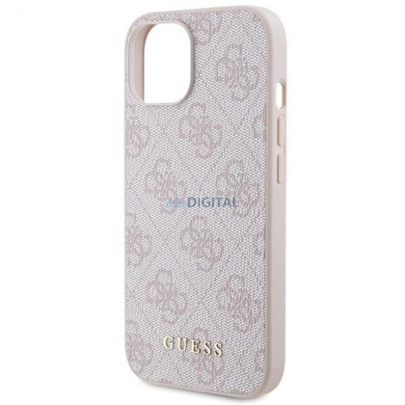 Etui Guess 4G Metal Gold Logo pe iPhone 15 - rożowe