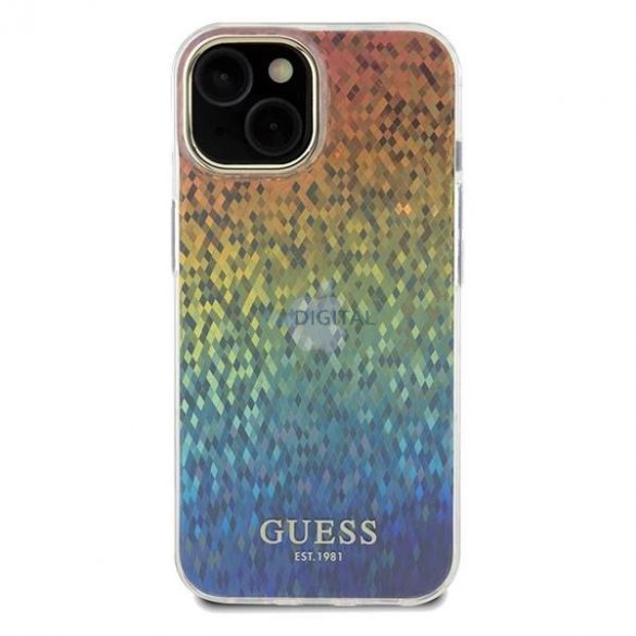 Husă Guess IML Faceted Mirror Disco Iridescent pentru iPhone 14 / 15 / 13 - multicolor