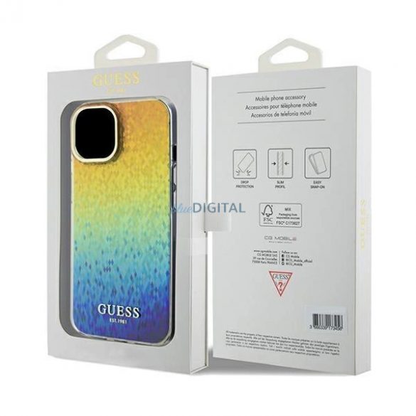 Husă Guess IML Faceted Mirror Disco Iridescent pentru iPhone 14 / 15 / 13 - multicolor