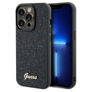 Husa Guess Disco Metal Script pentru iPhone 13 Pro / 13 - neagra