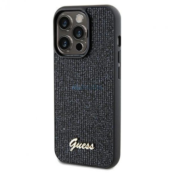 Husa Guess Disco Metal Script pentru iPhone 13 Pro / 13 - neagra