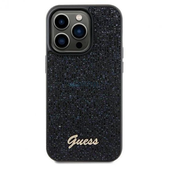 Husa Guess Disco Metal Script pentru iPhone 13 Pro / 13 - neagra