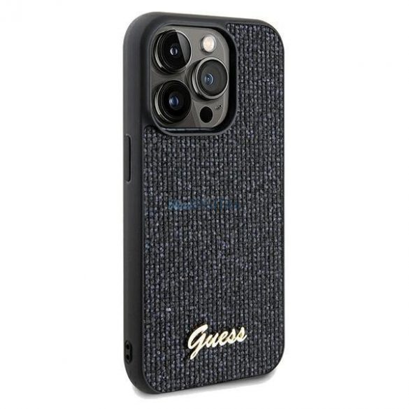 Husa Guess Disco Metal Script pentru iPhone 13 Pro / 13 - neagra