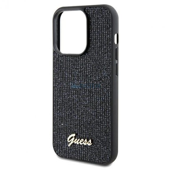 Husa Guess Disco Metal Script pentru iPhone 13 Pro / 13 - neagra