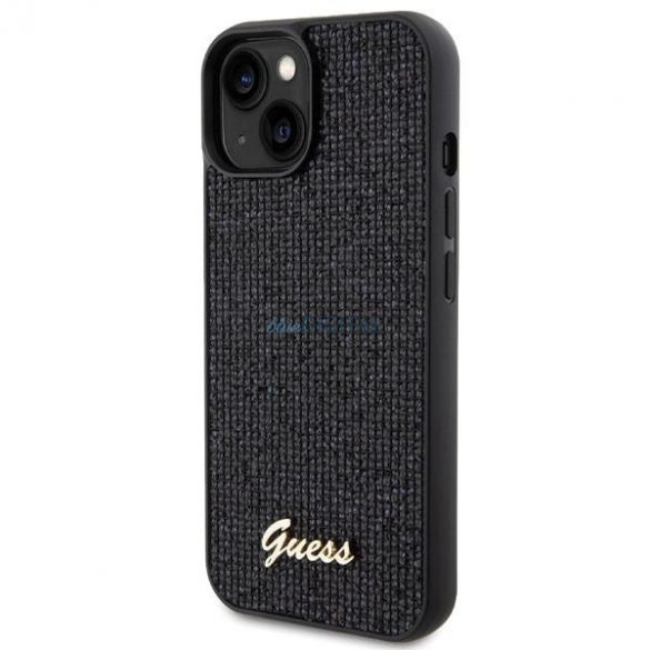 Husa Guess Disco Metal Script pentru iPhone 14 / 15 / 13 - neagra