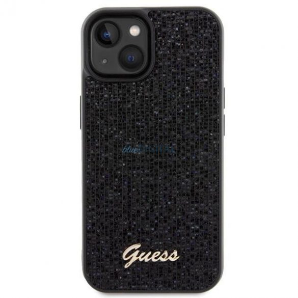 Husa Guess Disco Metal Script pentru iPhone 14 / 15 / 13 - neagra