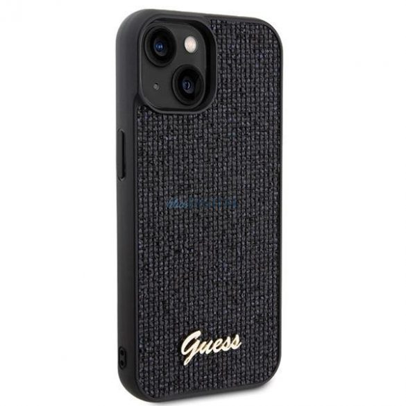 Husa Guess Disco Metal Script pentru iPhone 14 / 15 / 13 - neagra