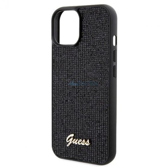 Husa Guess Disco Metal Script pentru iPhone 14 / 15 / 13 - neagra