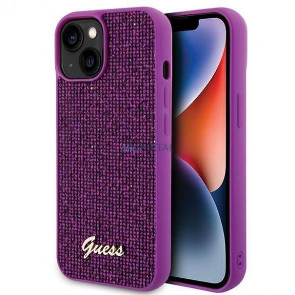 Etui Guess Disco Metal Script pe iPhone 15 - rożowe