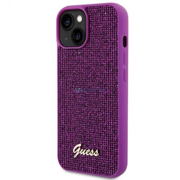 Etui Guess Disco Metal Script pe iPhone 15 - rożowe