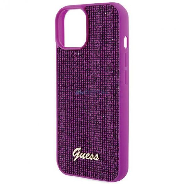 Etui Guess Disco Metal Script pe iPhone 15 - rożowe