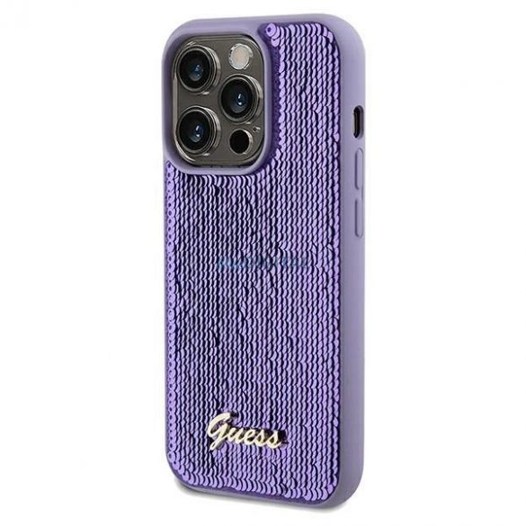 Husa Guess Sequin Script Metal pentru iPhone 13 Pro / 13 - violet