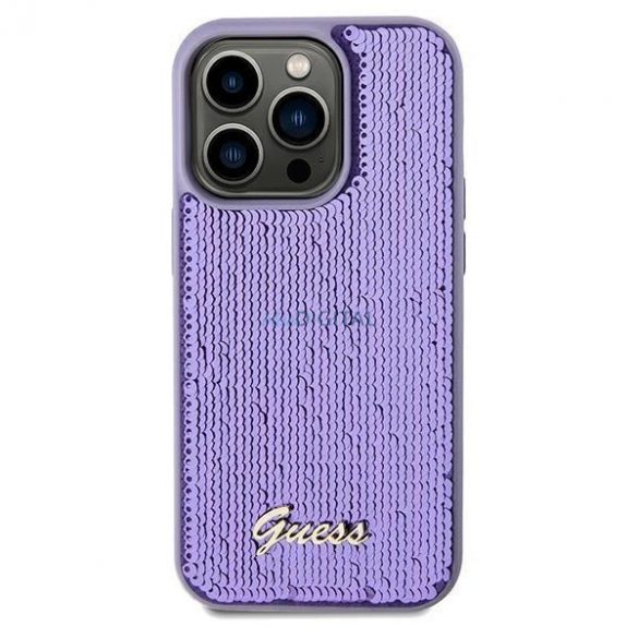 Husa Guess Sequin Script Metal pentru iPhone 13 Pro / 13 - violet