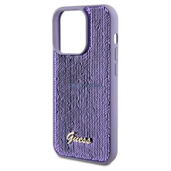 Husa Guess Sequin Script Metal pentru iPhone 13 Pro / 13 - violet