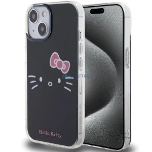 Husa Hello Kitty IML Kitty Face pentru iPhone 15 - neagra