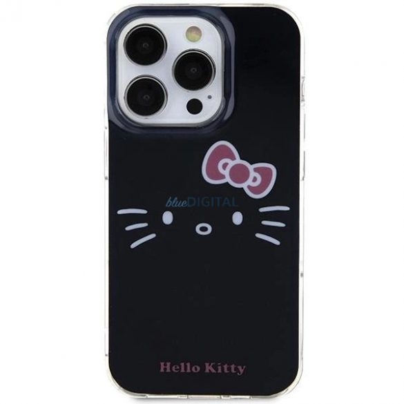 Husa Hello Kitty IML Kitty Face pentru iPhone 15 Pro - neagra