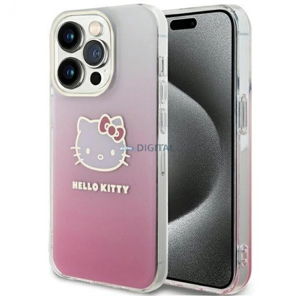 Husă Hello Kitty IML Gradient Electrop Kitty Head pentru iPhone 13 Pro / 13 - roz