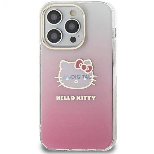 Husă Hello Kitty IML Gradient Electrop Kitty Head pentru iPhone 13 Pro / 13 - roz