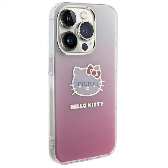 Husă Hello Kitty IML Gradient Electrop Kitty Head pentru iPhone 13 Pro / 13 - roz