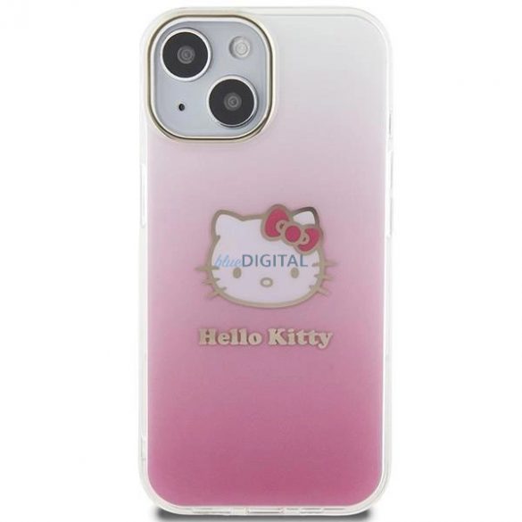 Husă Hello Kitty IML Gradient Electrop Kitty Head pentru iPhone 15 - roz