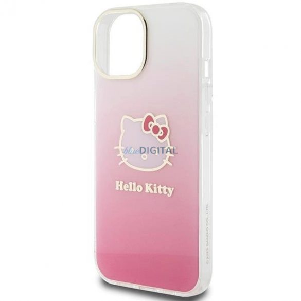 Husă Hello Kitty IML Gradient Electrop Kitty Head pentru iPhone 15 - roz