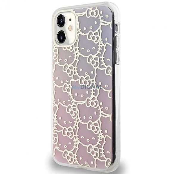 Husă Hello Kitty IML Gradient Electrop Crowded Kitty Head pentru iPhone 11 / Xr - roz