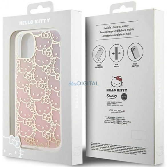 Husă Hello Kitty IML Gradient Electrop Crowded Kitty Head pentru iPhone 11 / Xr - roz