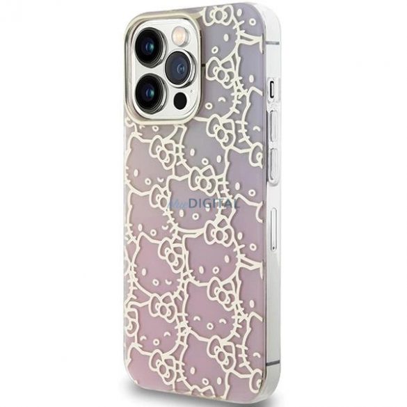 Husă Hello Kitty IML Gradient Electrop Crowded Kitty Head pentru iPhone 13 Pro / 13 - roz